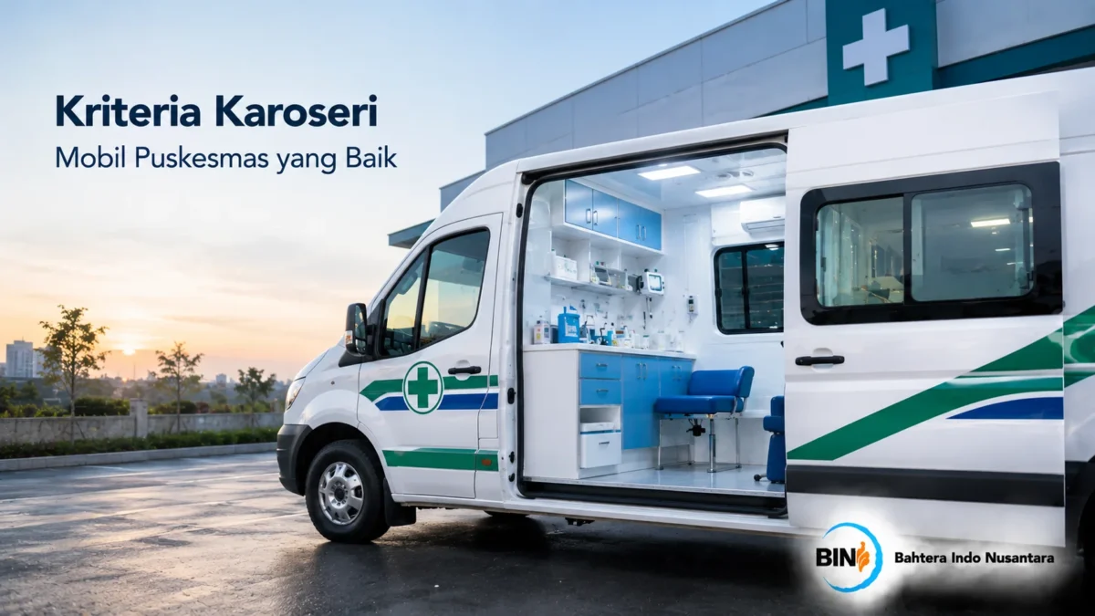 Interior karoseri mobil puskesmas dengan tata letak ergonomis dan fasilitas medis yang mendukung pelayanan kesehatan.