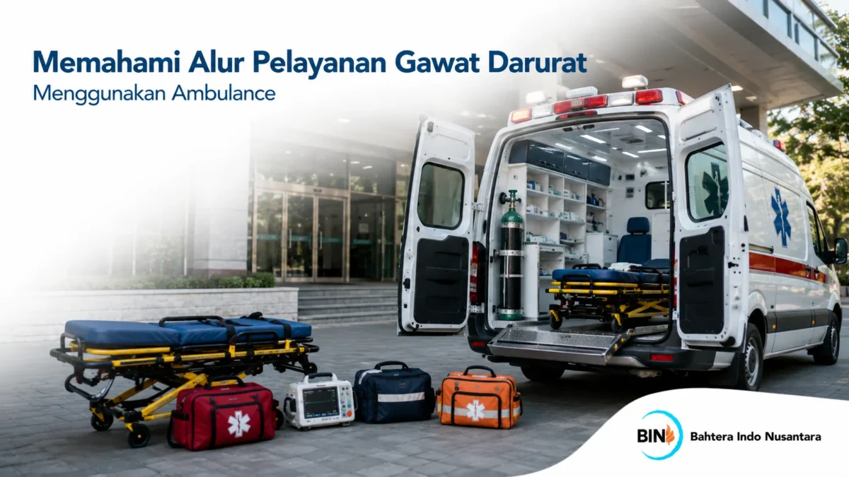 Mobil ambulance dengan perlengkapan medis lengkap yang mendukung tahapan pelayanan gawat darurat.