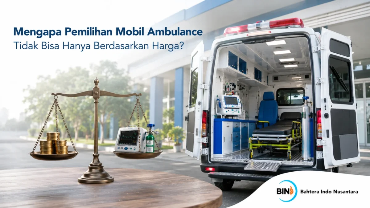 Mobil ambulance dengan perlengkapan medis lengkap sebagai pertimbangan utama dalam pemilihan kendaraan layanan kesehatan.