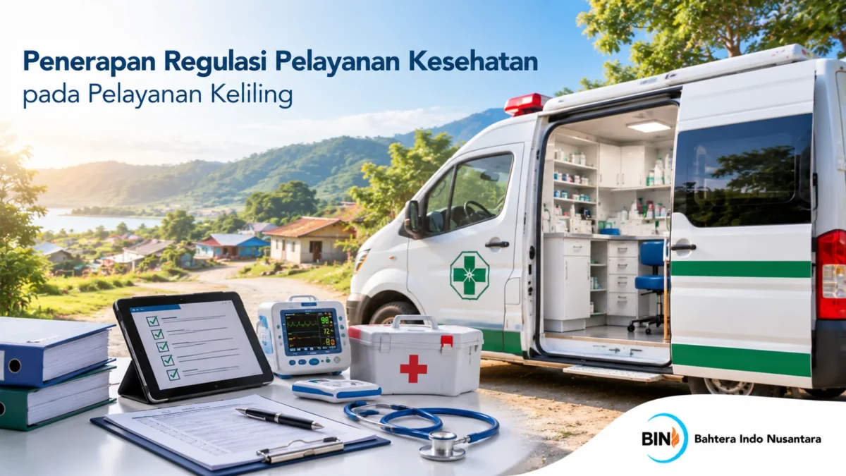 Mobil pelayanan kesehatan keliling dengan fasilitas medis dan perlengkapan operasional yang mendukung penerapan standar pelayanan kesehatan.