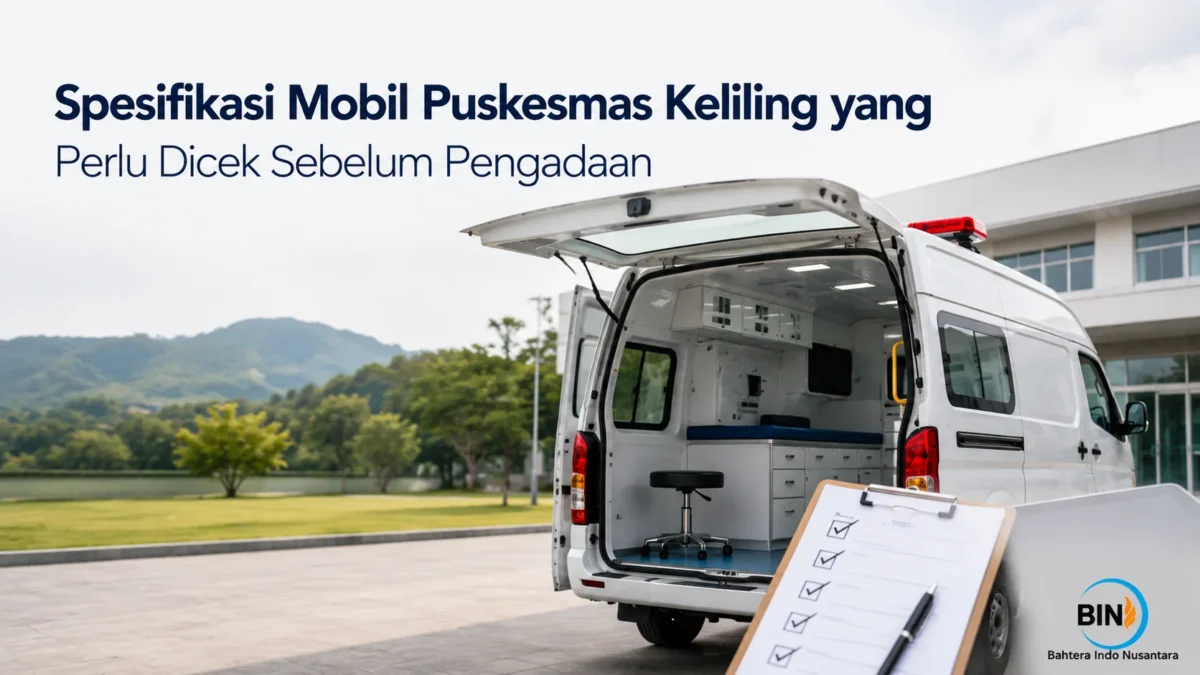 Mobil puskesmas keliling dengan ruang medis yang dirancang sesuai spesifikasi untuk mendukung layanan kesehatan bergerak sebelum proses pengadaan.
