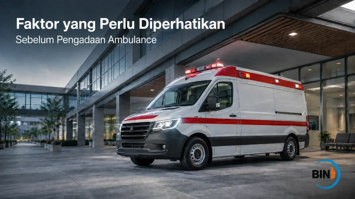 Ambulance untuk instansi pemerintah di area fasilitas kesehatan modern.