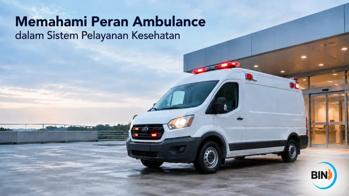 Ambulance untuk instansi pemerintah di area fasilitas kesehatan modern.