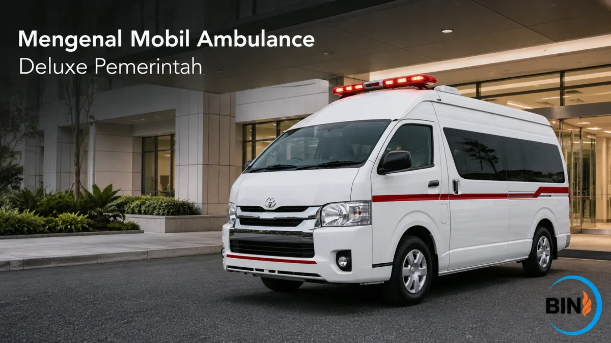 Mobil ambulance deluxe pemerintah untuk mendukung pelayanan medis profesional.