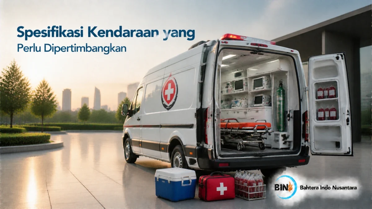 Ambulans UTD dengan ruang medis dan perlengkapan transfusi darah untuk pelayanan kesehatan.
