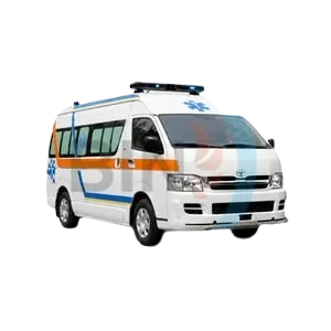 interior ruang medis ambulance toyota hiace dengan tempat tidur pasien dan panel oksigen