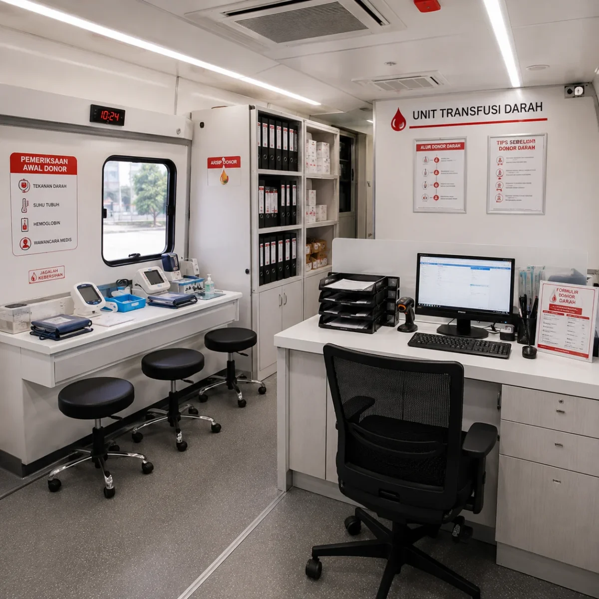 close-up empat kursi elektrik simultan cold chain besar dan area skrining utd isuzu elf