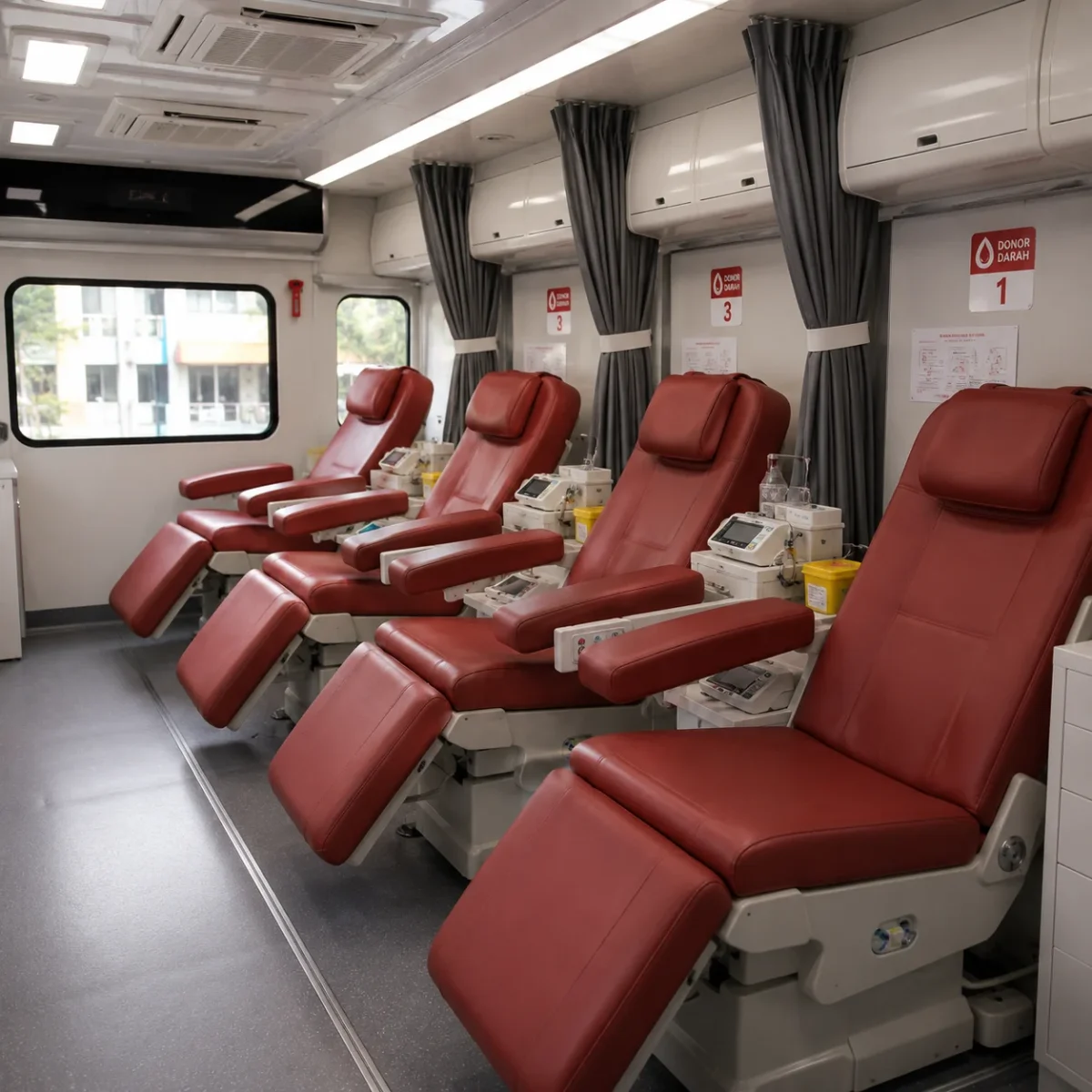 close-up empat kursi elektrik simultan cold chain besar dan area skrining utd isuzu elf
