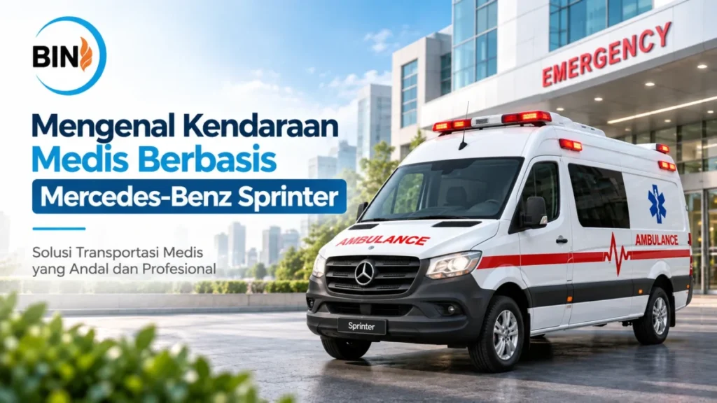 Ambulance Mercy Sprinter E-Katalog LKPP berbasis Mercedes-Benz Sprinter di depan rumah sakit
